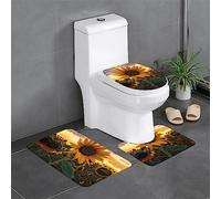 Lot de 3 tapis de bain absorbants - Motif tournesol - Idéal pour coiffeuses et maisons de vacances