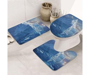 Lot de 3 tapis de bain antidérapants et lavables | Grand tapis de bain Iceberg antidérapant et absorbant avec tapis de toilette en forme de U, tapis à poils courts pour douche