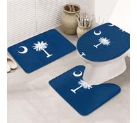 Lot de 3 tapis de bain antidérapants ultra doux pour salle de bain, toilettes, baignoires, douches, drapeau de la Caroline du Sud