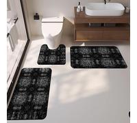 Lot de 3 tapis de bain de style européen classique en diatomite absorbant l'eau, tapis de toilette en forme de U, dos en caoutchouc antidérapant et lavable pour salle de bain, entrée, cuisine (#1, L)