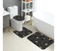 Lot de 3 tapis de bain d'Halloween à séchage rapide, motif silhouette effrayante, absorbant, antidérapant, lavable pour salle de bain et toilettes
