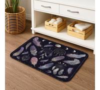 Lot de 3 tapis de bain d'hiver en forme de U, absorbants, antidérapants, motif plumes d'attrape-rêves, lavables bohèmes célestes, séchage rapide, 51 x 81 cm