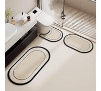 Lot de 3 tapis de bain Diatom Mud avec tapis de toilette en forme de U, antidérapant, séchage rapide, fin, lavable, pour salle de bain, chambre à coucher, cuisine, entrée (#1, L)