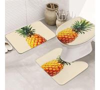 Lot de 3 tapis de bain doux et absorbants pour salle de bain en forme de U et couvercle de toilette, motif fruits tropicaux, ananas, tapis de bain antidérapant, lavable en machine, tapis de sol