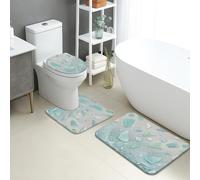 Lot de 3 tapis de bain inspirés de l'océan à séchage rapide, motif verre de mer abstrait, absorbant, antidérapant, tapis de bain décoratif en flanelle lavable pour salle de bain, toilettes, toilettes