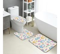 Lot de 3 tapis de bain mignons et ludiques à séchage rapide, adorables oiseaux et boules flottantes à l'air, tapis de douche absorbant et antidérapant en flanelle lavable pour salle de bain, toilettes