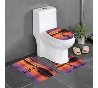 Lot de 3 tapis de bain motif canards sauvages chasseurs volants - Tapis de bain - Tapis de toilette en forme de U - Couvercle en forme de O