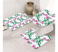 Lot de 3 tapis de bain ultra doux antidérapants et absorbants - Motif fleur de lotus - Namaste - Pour baignoire, douche