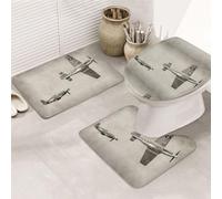 Lot de 3 tapis de bain ultra doux antidérapants et absorbants - Tapis de bain avion de la Seconde Guerre mondiale - Tapis de bain pour baignoire, douche