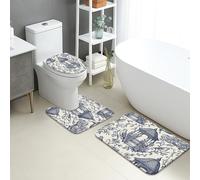 Lot de 3 tapis de bain vintage à séchage rapide, motif oiseau élégant, absorbant, antidérapant, décoration printanière, flanelle lavable pour salle de bain