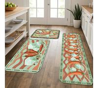 Lot de 3 tapis de cuisine artistiques modernes pour sol, motif piment vert, tapis doux, confortable, lavable, décoration pour éviers, buanderie, salle de bain