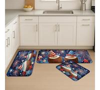 Lot de 3 tapis de cuisine patriotiques en noix de coco pour le sol, tapis vintage rétro en mousse à mémoire de forme, rembourré, confortable, lavable, antidérapant pour cuisine, entrée