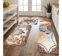Lot de 3 tapis de cuisine style bohème attrape-rêves vintage doux et confortables lavables pour éviers de cuisine, buanderie, salle de bain