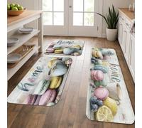 Lot de 3 tapis de cuisine vintage macarons doux pour sol, couleurs pastel, moelleux, lavable, antidérapant pour cuisine, évier, buanderie, salle de bain