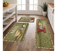 Lot de 3 tapis de cuisine vintage pour sol, tapis de cuisson rustique, rembourré, confortable, lavable et antidérapant pour éviers de cuisine, buanderie