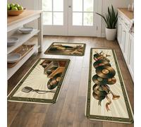 Lot de 3 tapis de cuisine vintage pour sol, tourne-disque rétro, tapis doux, confortable, lavable, décoration pour éviers de cuisine, buanderie, salle de bain