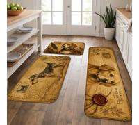 Lot de 3 tapis de cuisine vintage rustiques pour sol, bureau de poste, tapis doux, confortable, lavable pour cuisine, évier, buanderie, salle de bain