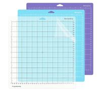 Lot de 3 tapis de découpe en vinyle pour Silhouette Cameo 4/3/2/1 (30,5 x 30,5 cm, poignée standard, poignée lumineuse, poignée solide) carré, quadrillé, autocollant et antidérapant