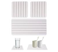 Lot de 3 Tapis de Pierre Absorbante Salle de Bain,Plateau à Savon à Séchage Rapide,Plateau de Salle de Bain avec Rainures, Plateau en Pierre Absorbant l'eau Utilisé pour Les Savons pour Les Mains