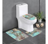 Lot de 3 tapis de protection de salle de bain en peluche pour chambre à coucher, cuisine, baignoire, maison, motif carte du monde de dessin animé, tapis absorbant