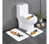 Lot de 3 tapis de salle de bain 61 x 40,6 cm, imprimés WHJSSF The Devil on The Pumpkin Lanterne, faciles à nettoyer, absorbants et durables