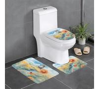 Lot de 3 tapis de salle de bain 61 x 40,6 cm Motif moulin à vent WHJSSF au loin, facile à nettoyer, absorbant et durable