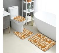 Lot de 3 tapis de salle de bain à imprimé animal, motif animaux rustiques, animaux de la forêt, absorbants, antidérapants, lavables, en flanelle, à séchage rapide, motif floral d'automne