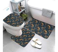 Lot de 3 tapis de salle de bain à imprimé cyber Tigre - Tapis de salle de bain absorbant, antidérapant, housse de siège de toilette, tapis de toilette en forme de U lavable