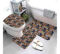 Lot de 3 tapis de salle de bain à imprimé graffiti, absorbants, antidérapants et lavables, housse pour abattant de toilette en forme de U, tapis de contour doux, tapis de douche pour salle de bain
