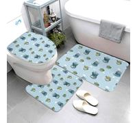 Lot de 3 tapis de salle de bain à imprimé hippopotame mignon, imprimé crocodile, absorbants, antidérapants et lavables, housse pour abattant de toilette en forme de U, tapis de douche doux pour salle