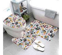 Lot de 3 tapis de salle de bain à imprimé scène de rue de New York - Tapis de bain doux, absorbant, antidérapant, lavable, couverture pour abattant de toilette en forme de U, tapis de douche doux pour