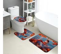 Lot de 3 tapis de salle de bain à motif de sirène, élégant, absorbant, antidérapant, lavable en forme de U, à séchage rapide