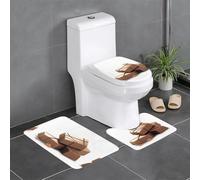 Lot de 3 tapis de salle de bain à motifs WHJSSF doux en morceaux de chocolat, faciles à nettoyer, absorbants et durables (61 x 40,6 cm)