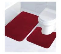 Lot de 3 tapis de salle de bain à rayures, 2 pièces, tapis antidérapant en éponge lavable pour décoration d'intérieur (rouge)