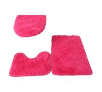 Lot de 3 tapis de salle de bain à séchage rapide et texture douce avec absorption rapide de l'eau, tapis de toilette en polyuréthane, forte adhérence, rose rouge
