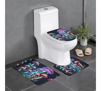 Lot de 3 tapis de salle de bain absorbant l'eau, motif champignon flora, tapis de salle de bain pour chambre à coucher, cuisine, baignoire, maison, tapis décoratif en peluche