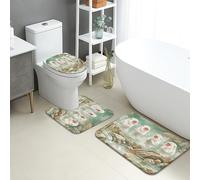 Lot de 3 tapis de salle de bain, absorbants, antidérapants, lavables, en flanelle, à séchage rapide, motif visages d'animaux mignons