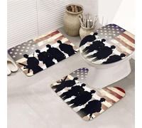 Lot de 3 tapis de salle de bain américains - Tapis de douche antidérapant avec contour en forme de U - Tapis de bain en microfibre absorbante et lavable pour décoration de salle de bain