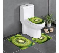 Lot de 3 tapis de salle de bain antidérapants - 61 x 40,6 cm - HJFCZH Kiwi - Tapis rectangulaire en forme de U et en forme de O pour toilettes, coiffeuse et baignoire