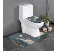 Lot de 3 tapis de salle de bain antidérapants - 61 x 40,6 cm - Image WHJSHOP The Fox Who Chased Dandelions - Tapis rectangulaire en forme de U et en forme de O pour toilettes, coiffeuse et salle de