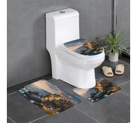 Lot de 3 tapis de salle de bain antidérapants - 61 x 40,6 cm - Image WHJSHOP The Splendor of Cinque Terre - Tapis rectangulaire en forme de U et en forme de O pour toilettes, coiffeuse et salle de