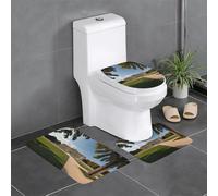 Lot de 3 tapis de salle de bain antidérapants - 61 x 40,6 cm - Motif WHJSHOP du palais de Schönbrunn - Tapis rectangulaire en forme de U et en forme de O pour toilettes, coiffeuse et baignoire