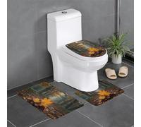 Lot de 3 tapis de salle de bain antidérapants - 61 x 40,6 cm - Motif WHJSHOP The Poetry of Autumn - Tapis rectangulaire en forme de U et en forme de O pour toilettes, coiffeuse et salle de bain