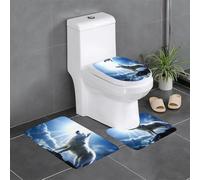 Lot de 3 tapis de salle de bain antidérapants - 61 x 40,6 cm - Motif YYHWHJDE Snow Wolf at The Peak - Tapis rectangulaire en forme de U et en forme de O pour toilettes, coiffeuse et baignoire