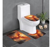 Lot de 3 tapis de salle de bain antidérapants - 61 x 40,6 cm - Tapis rectangulaire en forme de U et en forme de O pour toilettes, coiffeuse et baignoire - Motif YYHWHJDE The Phoenix Reborn in Fire