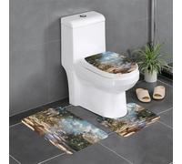 Lot de 3 tapis de salle de bain antidérapants - 61 x 40,6 cm - WHJDPP Bubbles on the Path - Tapis rectangulaire en forme de U et en forme de O pour toilettes, coiffeuse et baignoire