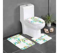 Lot de 3 tapis de salle de bain antidérapants - 61 x 40,6 cm - WHJDPP coloré arc-en-ciel poisson nageant dans l'océan bleu imprimé rectangulaire, tapis en forme de U et en forme de O pour toilettes