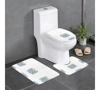 Lot de 3 tapis de salle de bain antidérapants - 61 x 40,6 cm WHJDPP coloré gouttes de pluie dans un sac transparent imprimé rectangulaire, tapis en forme de U et en forme de O pour toilettes
