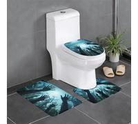 Lot de 3 tapis de salle de bain antidérapants - 61 x 40,6 cm - WHJDPP Deep Woods Monster - Tapis rectangulaire en forme de U et en forme de O pour toilettes, coiffeuse et baignoire