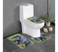 Lot de 3 tapis de salle de bain antidérapants - 61 x 40,6 cm - WHJDPP panthère animale imprimée, tapis rectangulaire en forme de U et en forme de O pour toilettes, coiffeuse et baignoire